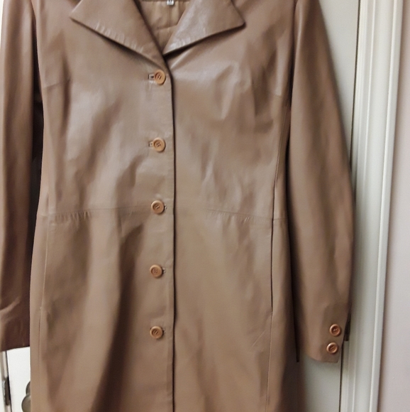 Vere Pelle Italy Tan Trench Coat M Vegan Leather - Picture 3 of 10